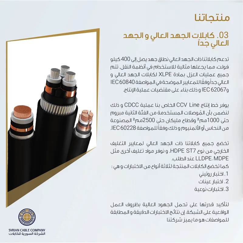 كابلات الجهد العالي والعالي جداً