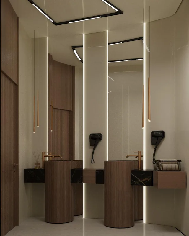 Modern lines and bathrooms